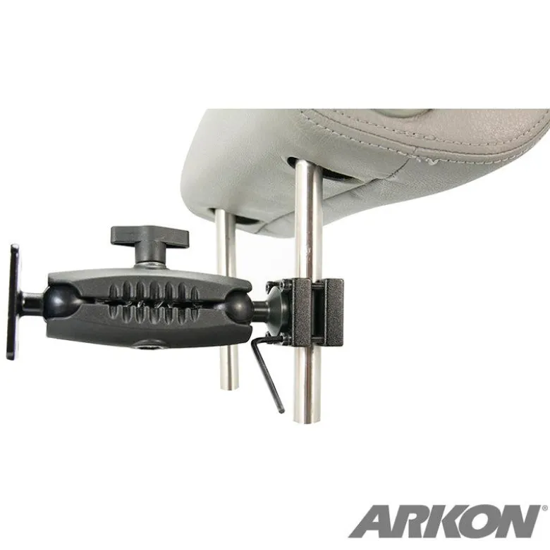 Robust Car Headrest Mount with Metal 4-Hole AMPS Head and Security Hardware