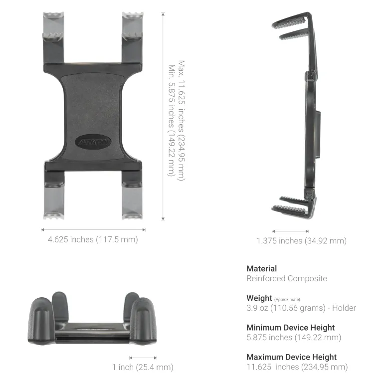 Robust Car or Truck Seat Rail or Floor Slim-Grip® Tablet Mount for iPad, Note, and more