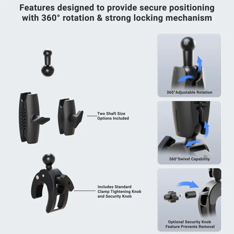 Robust Clamp Mount with Security Knob - 17mm Compatible