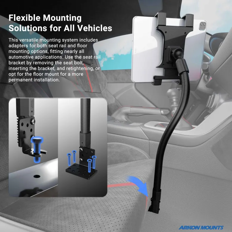Slim-Grip® Tablet Holder with Seat Rail Mount and 22" Bendable Arm