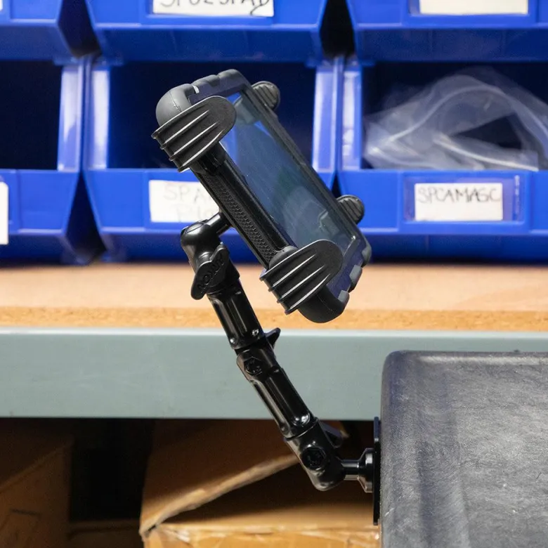 Slim-Grip® Tablet Holder with Drill-Base Mount and 8" Multi-Angle Arm