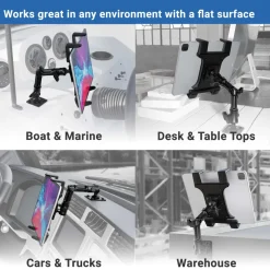 Slim-Grip® Tablet Holder with Drill-Base Mount and 8" Multi-Angle Arm