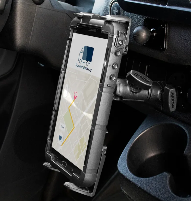 Slim-Grip® Tablet Holder with Double Socket Swivel Arm and Drill-Base Mount