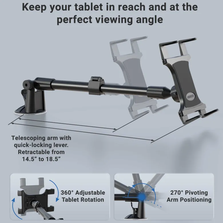 Slim-Grip® Tablet Holder with Windshield Suction Mount and Extension Arm
