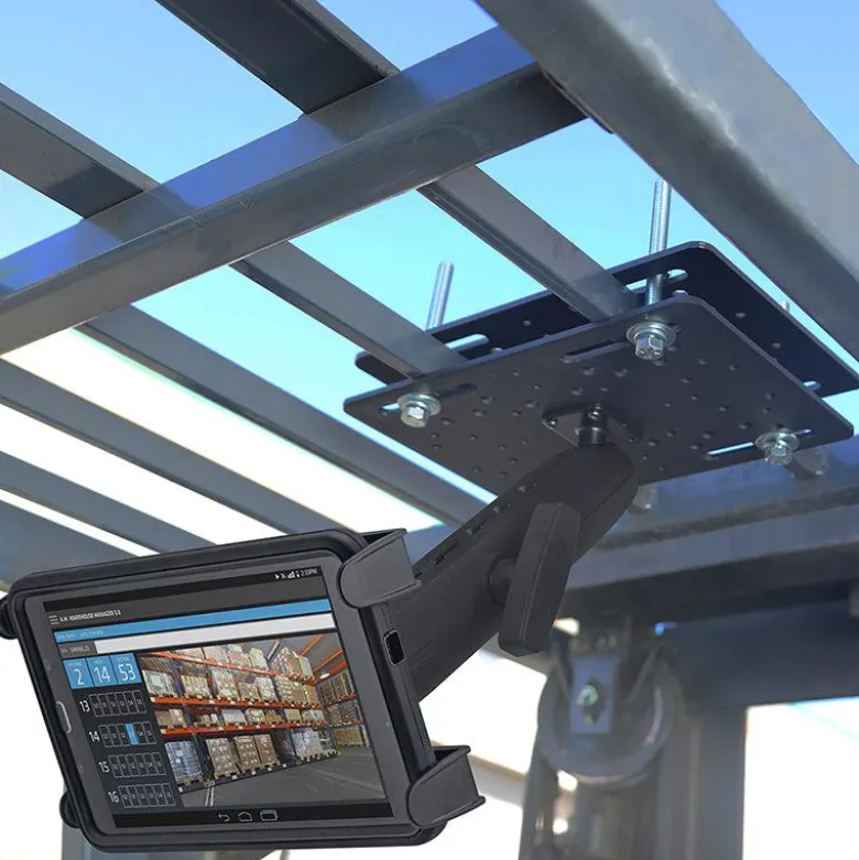Slim-Grip® Tablet Holder with Forklift Overhead Guard Mount and 8.5" Metal Shaft