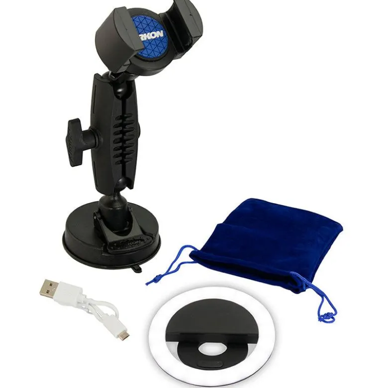 Suction RoadVise® Phone Mount and Ring Light Bundle