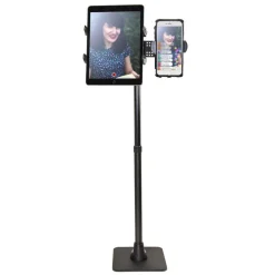 TW Broadcaster Dual Slim-Grip® Tablet and RoadVise® Phone Countertop or Desk 29-inch Stand Holder for Live Streaming