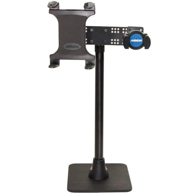 TW Broadcaster Dual Slim-Grip® Tablet and RoadVise® Phone Countertop or Desk 29-inch Stand Holder for Live Streaming