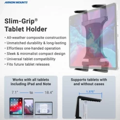 TW Broadcaster Slim-Grip® Tablet and RoadVise® Tripod Mount Holder for Streaming Live Video