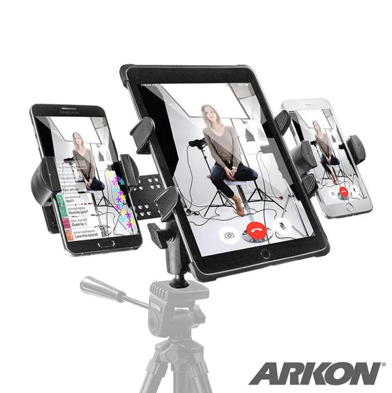 TW Broadcaster TriStreamer Tripod Adapter for Slim-Grip® Tablet and Dual RoadVise® Phone Live Streaming Video