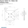 VESA 75 / VESA 100 to 38mm (1.5 inch) Ball Mount Adapter Plate