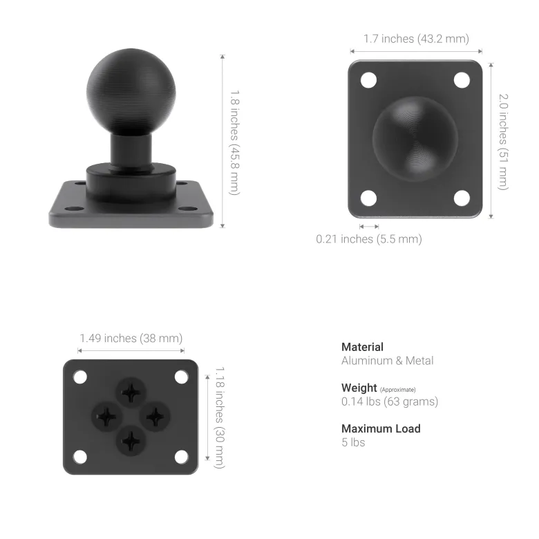 XMS 1" / 25mm Ball Mount with AMPS Adapter Plate