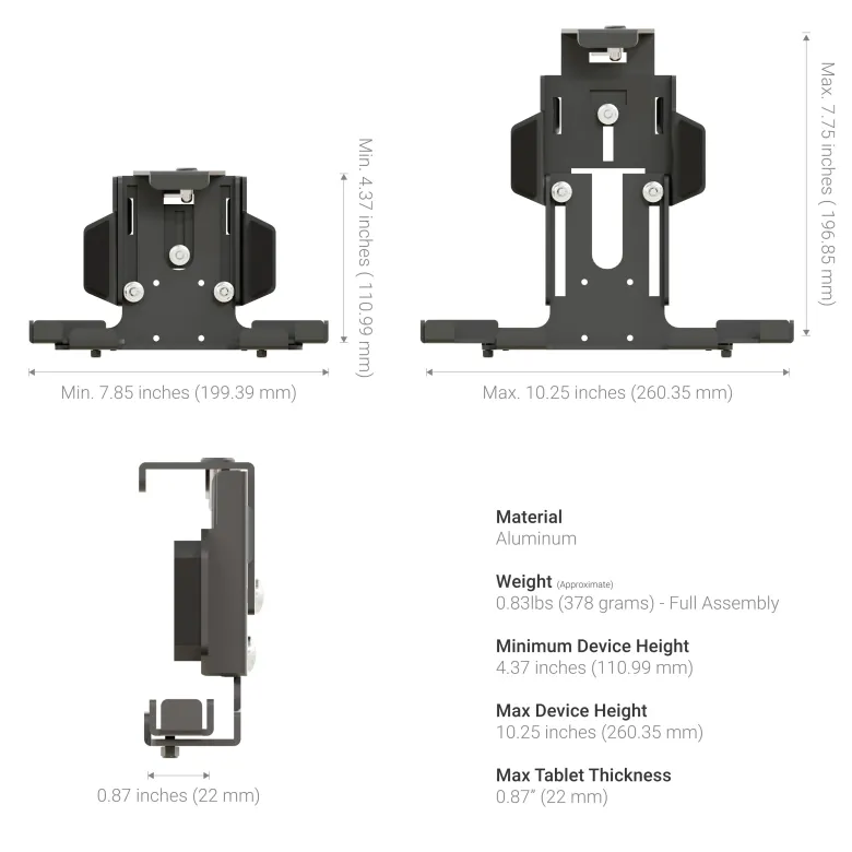 XMS™ U-Bolt Mount with LockVise™ Metal Locking Tablet Holder